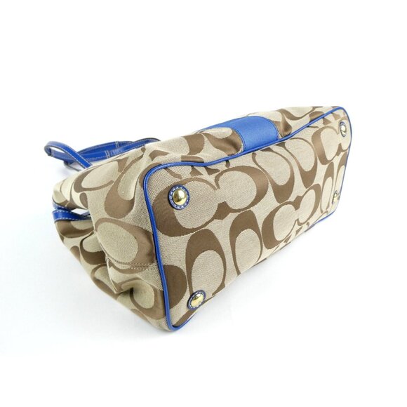 Coach Signature Khaki Blue Shoulder Bag 19190 - Picture 3 of 16